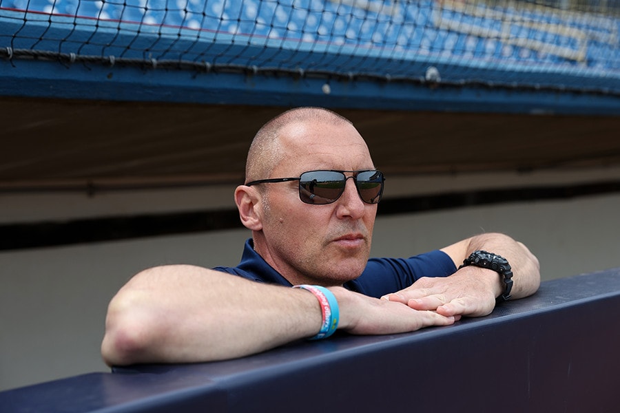 Paul Synenkyj in the dug out